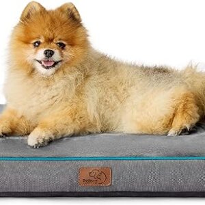 Bedsure Waterproof Dog Beds for Small Dogs - 4 inch Thicken Up to 20lbs Small Dog Bed with Removable Washable Cover, Pet Bed Mat Pillows, Grey