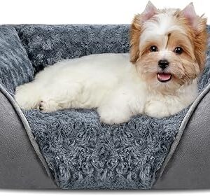 INVENHO Dog Bed for Large Medium Small Dogs/Puppy, Rectangle Washable, Orthopedic, Soft Calming Sleeping Durable Pet Cuddler with Anti-Slip Bottom S(20"x19"x6")