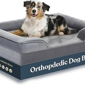 Orthopedic Sofa Dog Bed - Ultra Comfortable Dog Beds for Large Dogs - Breathable & Waterproof Pet Bed- Egg Foam Sofa Bed with Extra Head and Neck Support - Removable Washable...